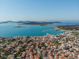 Cunda Island drone view in Ayvalik Town of Turkey