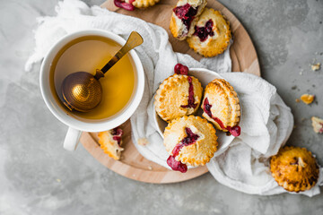 cookies with jam and tea dessert time 
