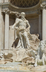 Oceanus sculpture at the Trevi Fountain in Rome, Italy
