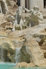 Horse and angel sculptures at Trevi Fountian in Rome, Italy - 509894640