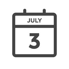 July 3 Calendar Day or Calender Date for Deadlines or Appointment