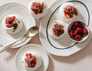 summer dessert Pavlova with strawberry