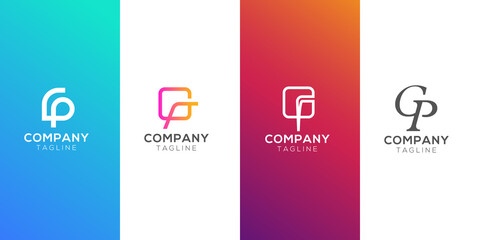 GP or PG and Uppercase Letter Initial Logo Design, Vector Template