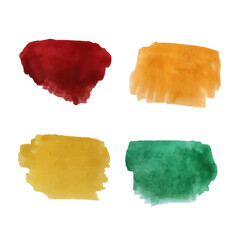 Watercolor textures (orange, yellow, red, green)
