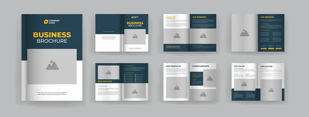 Fototapeta na wymiar 12 page business brochure template minimalist design