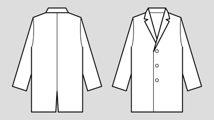 ファッションのサイズ表記や説明、デザイン用のテンプレート イラスト素材 / コート