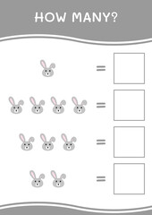 How many of Rabbit, game for children. Vector illustration, printable worksheet