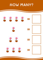 How many of Flower, game for children. Vector illustration, printable worksheet