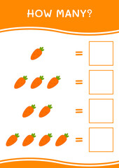How many of Carrot, game for children. Vector illustration, printable worksheet