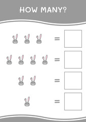 How many of Rabbit, game for children. Vector illustration, printable worksheet