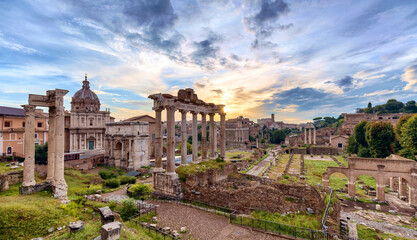 Fototapeta na wymiar Roman Forum at sunrise, Rome