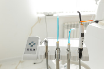 Closeup of dental drills in dentists office. World Dentist Day