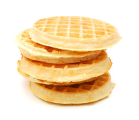 Baked waffles on white background 