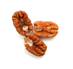 Pecans isolated on white background