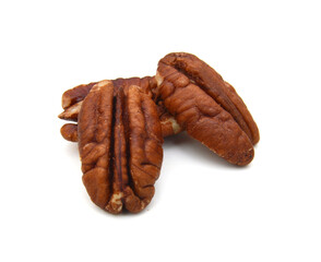 Pecans isolated on white background