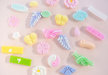 かわいい春の干菓子 落雁 和菓子 琥珀糖	