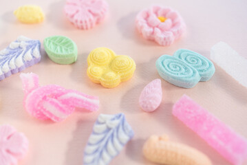 かわいい春の干菓子 落雁 和菓子 琥珀糖
