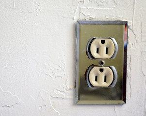 old wall outlet, upside down