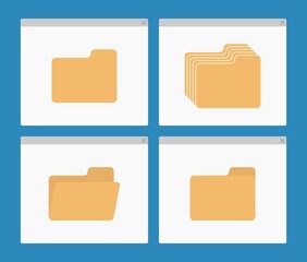 desktop interface window with folders isolated simple ui vector flat illustration