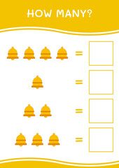 How many of Bell, game for children. Vector illustration, printable worksheet
