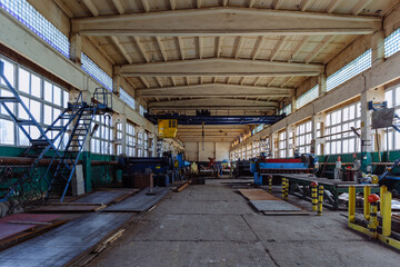 Metalworking factory production line. Production metal parts