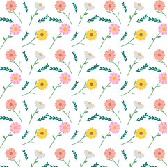 Fototapeta na wymiar seamless pattern with flowers. Seamless pastel pattern with flowers. pink flowers. cute small flower. Vector illustration. Fashion print for fabric, paper, wallpaper, and wrapping design.