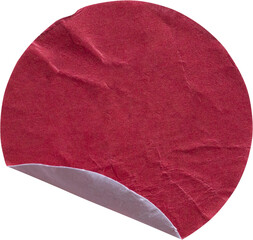 Blank red round adhesive paper sticker label isolated