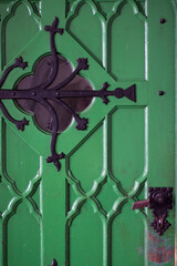 wooden green historic castle door