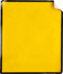 Blank warning sign yellow color with black element sticker isolated