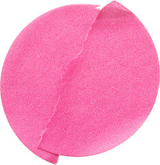 Blank pink round adhesive paper sticker label isolated