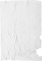 Blank white crumpled and creased paper poster element isolated