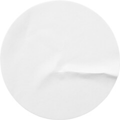 Blank white round paper sticker label isolated