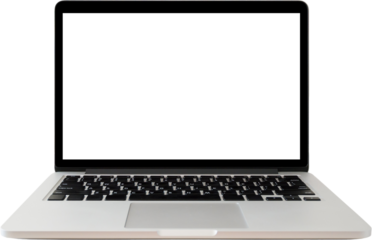 Laptop with blank screen isolated