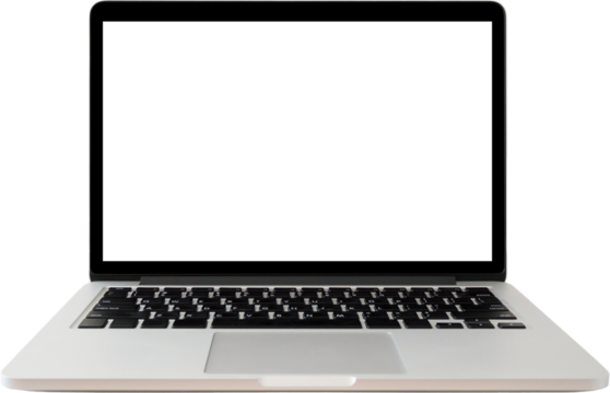 Laptop with blank screen isolated
