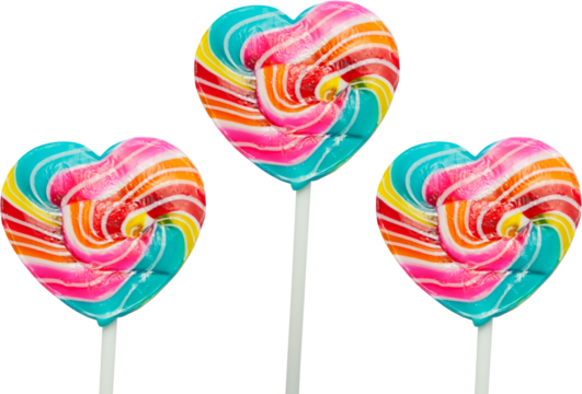 colorful heart lollipops isolated