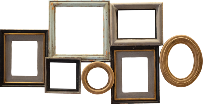 Blank vintage wooden picture photo frame set collection isolated