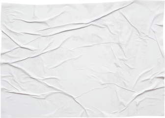 Blank white crumpled and creased paper sticker poster isolated