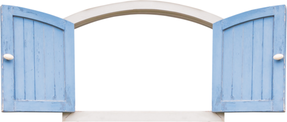 Old vintage blue wooden window isolated