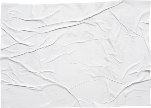 Blank white crumpled and creased paper sticker poster isolated