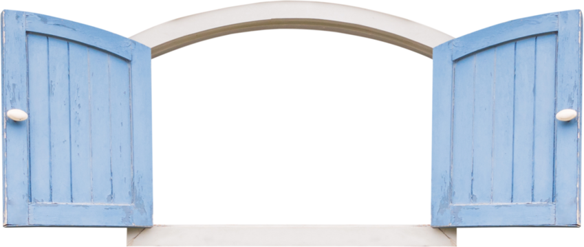 Old vintage blue wooden window isolated