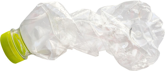 Crushed plastic bottle isolated