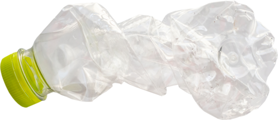 Crushed plastic bottle isolated