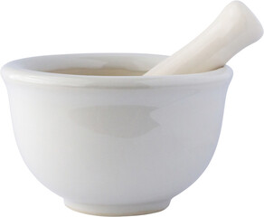 white mortar and pestle isolated