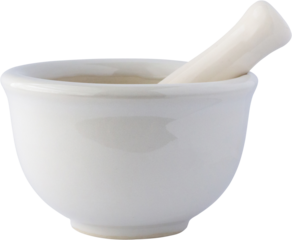 white mortar and pestle isolated