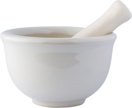 white mortar and pestle isolated
