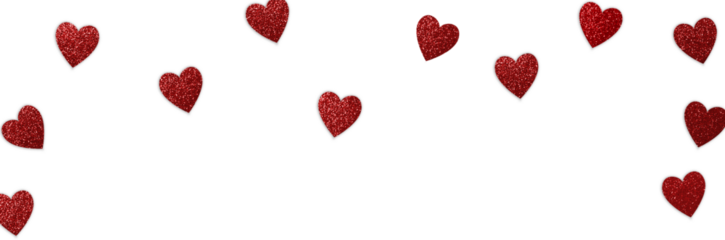 Red Glitter Hearts Confetti Overlay