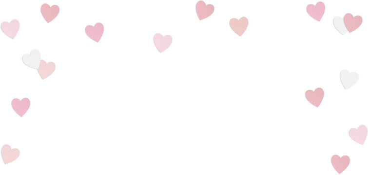 Pink Paper Hearts Confetti Overlay