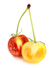 Fresh tomatoes on white background