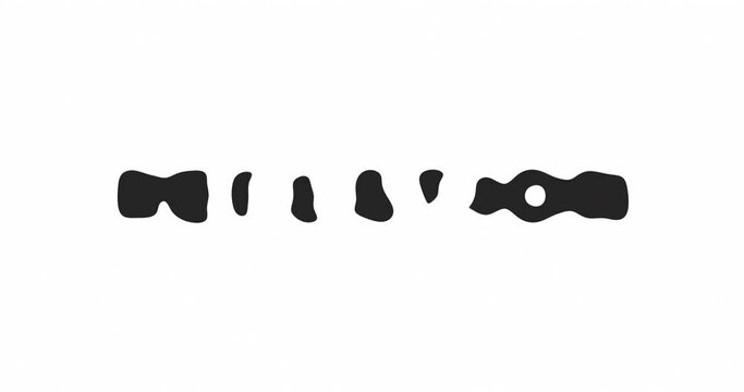 Black words inflation and recession morph into each other on repeating looping pattern animation, on white background. Keying, luma.