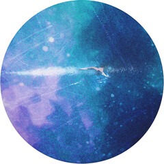round crumpled holographic foil sticker isolated